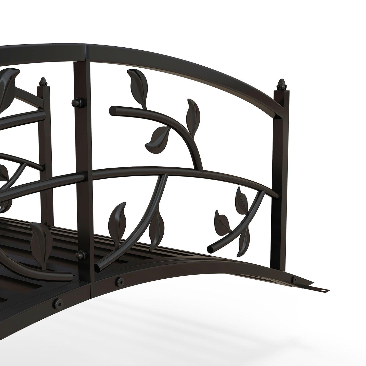 Outsunny 1.2M Metal Decorative Vine Pattern Arch Garden Bridge, Black - ALL4U RETAILER LTD