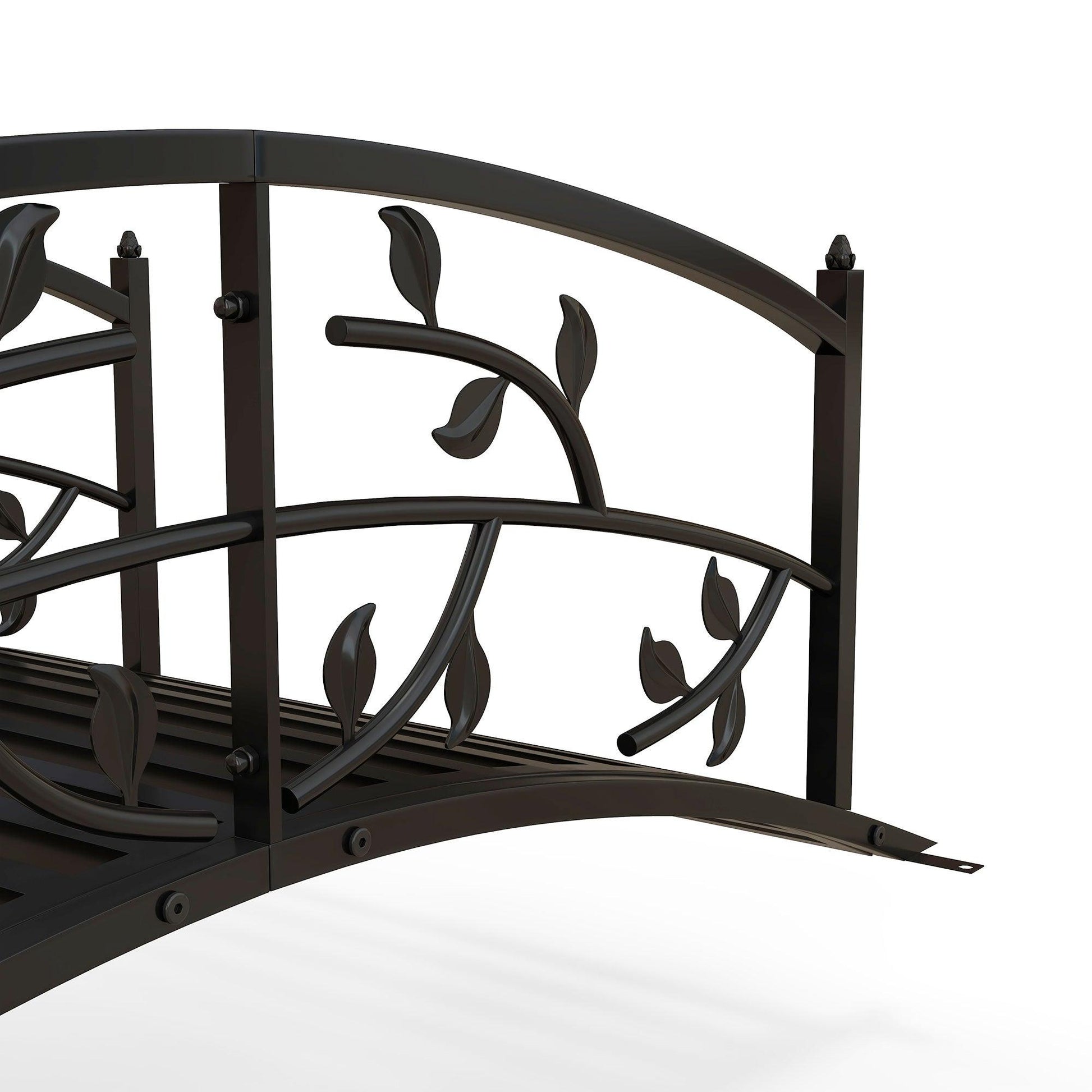 Outsunny 1.2M Metal Decorative Vine Pattern Arch Garden Bridge, Black - ALL4U RETAILER LTD