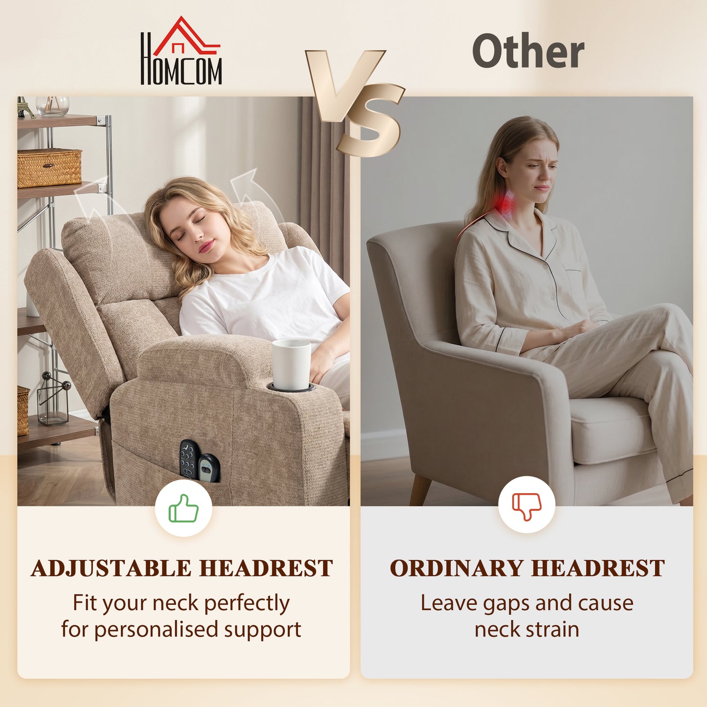 HOMCOM Power Lift Recliner Chair With Vibration Massage And Heat In Chenille For Elderly Brown