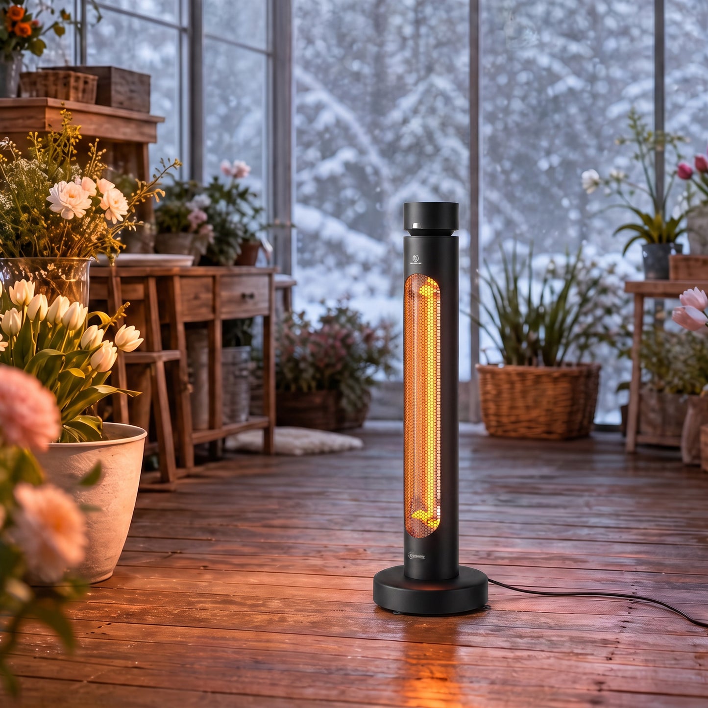 Outsunny 2000W Electric Infrared Patio Heater With Remote And Control Panel Black