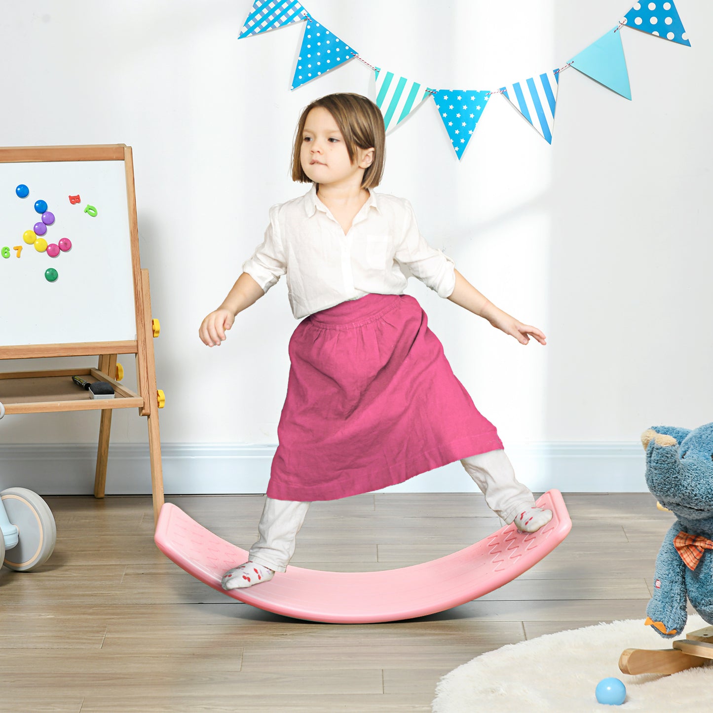 ZONEKIZ Kids' Pink Wobble Board for Balance and Coordination, Fun Montessori Toy for Ages 3-6 - ALL4U RETAILER LTD