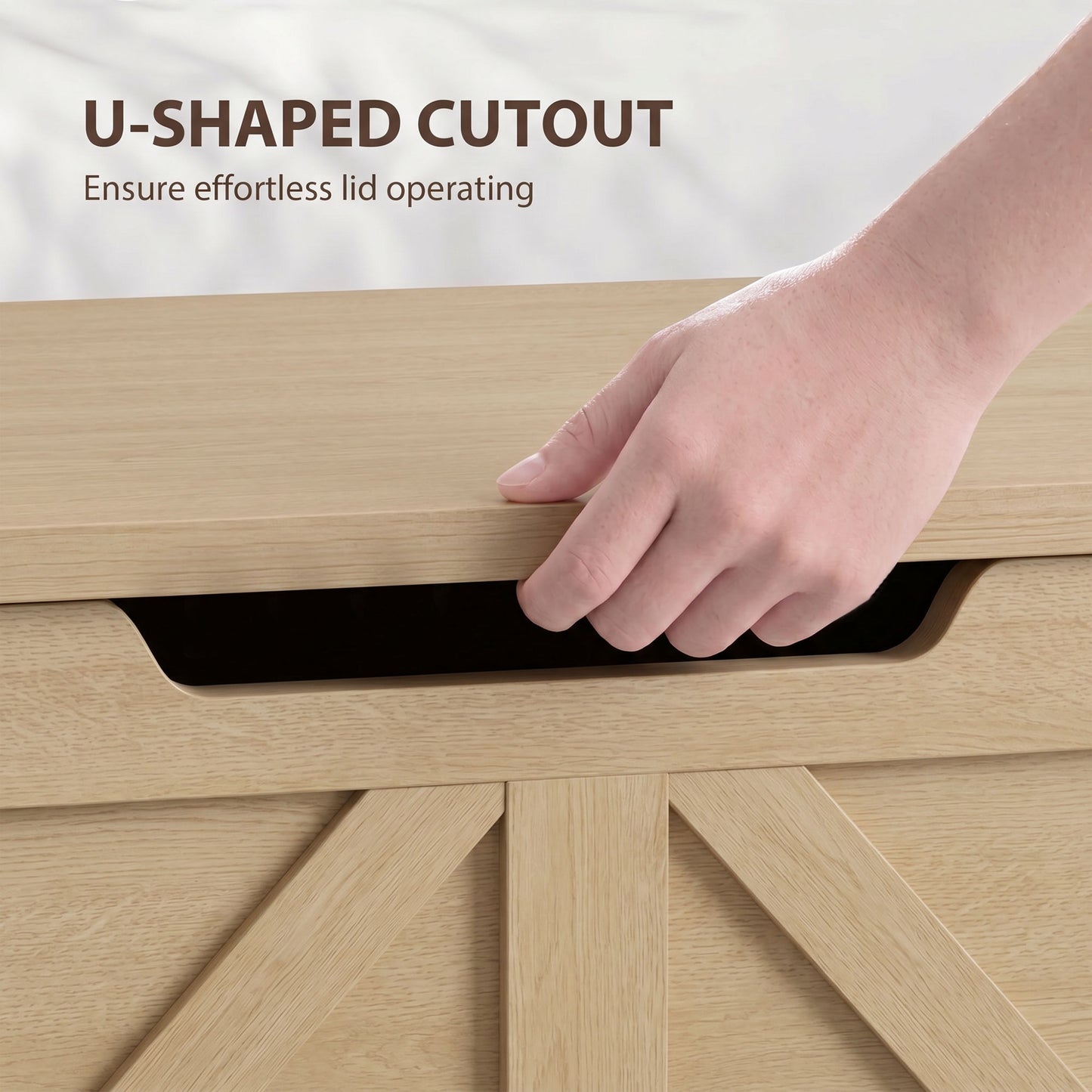 HOMCOM 100L Home Storage Box With Safety Hinge Nature Wood Finish Durable Seat Storage Chest Bench