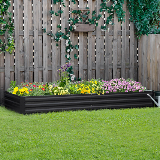 Outsunny Galvanized Steel Raised Garden Bed Planter Box for Outdoor Gardening - Grey, 241x90.5x30cm - ALL4U RETAILER LTD