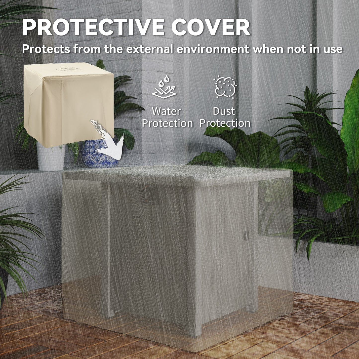 Outsunny 50,000 BTU Gas Fire Pit Table With Cover Dark Grey For Outdoor Dining And Warmth