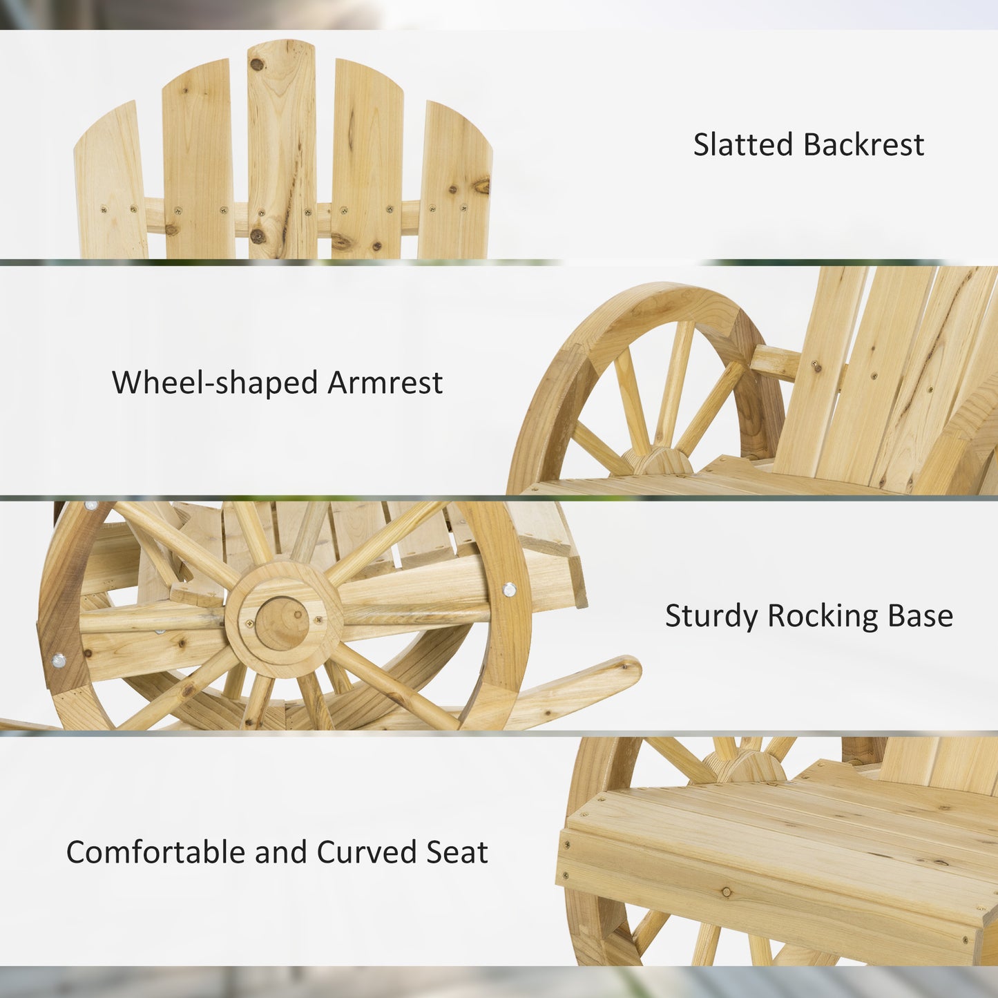 Outsunny 2 Piece Wooden Adirondack Rocking Chairs Set Outdoor Garden Patio Rockers With Natural Finish