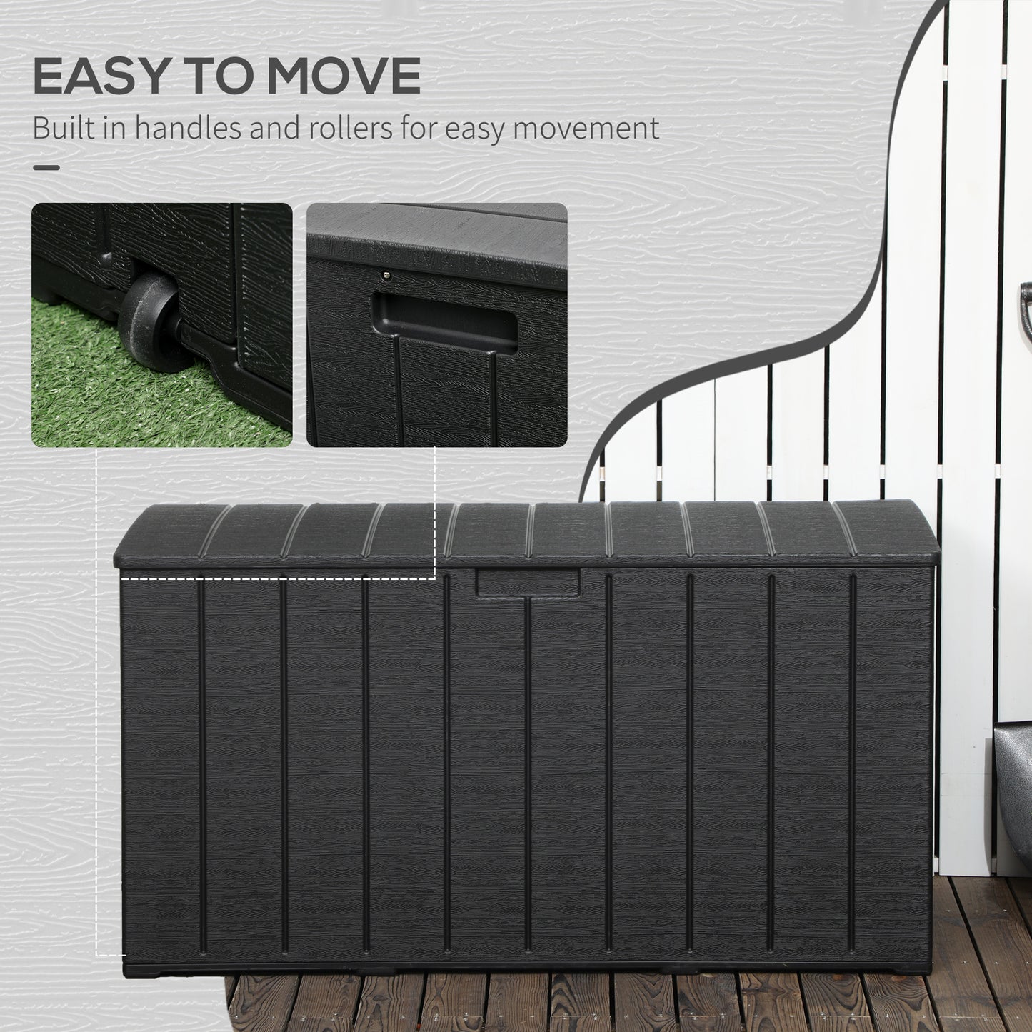 Outsunny 336 Litre Garden Storage Box Water Resistant Heavy Duty Double Wall Plastic Container Outdoor Organizer
