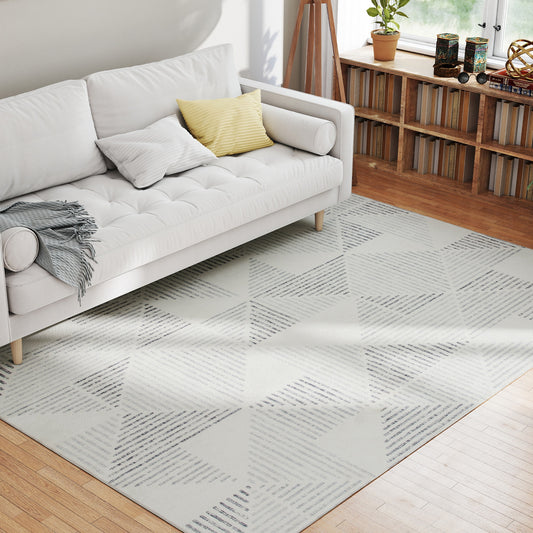 HOMCOM Modern Geometric Area Rug 230x160 cm Non Slip Washable Carpet for Living Room Bedroom Office Grey