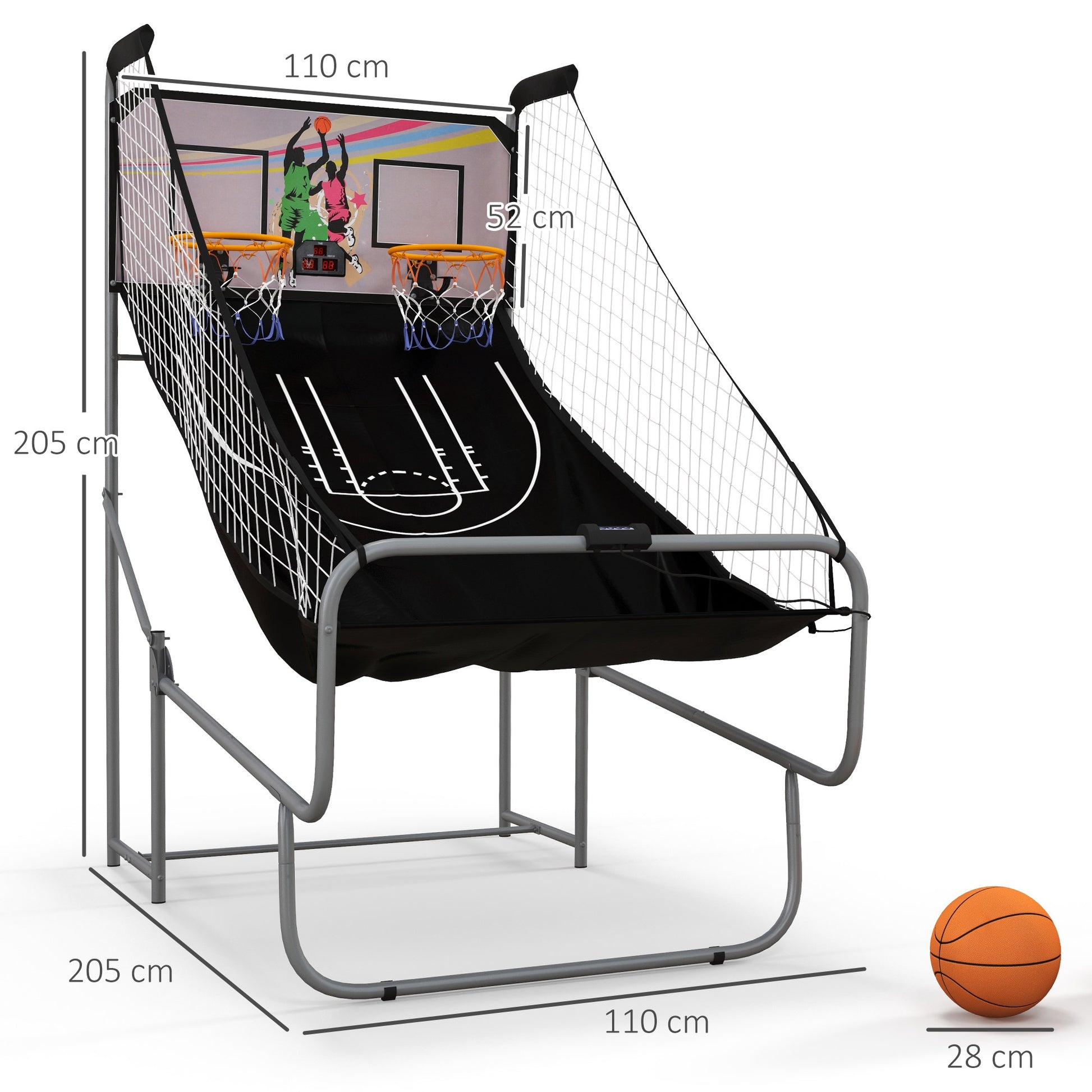 SPORTNOW Compact Double Shot Basketball Arcade Game with 8 Interactive Modes - ALL4U RETAILER LTD