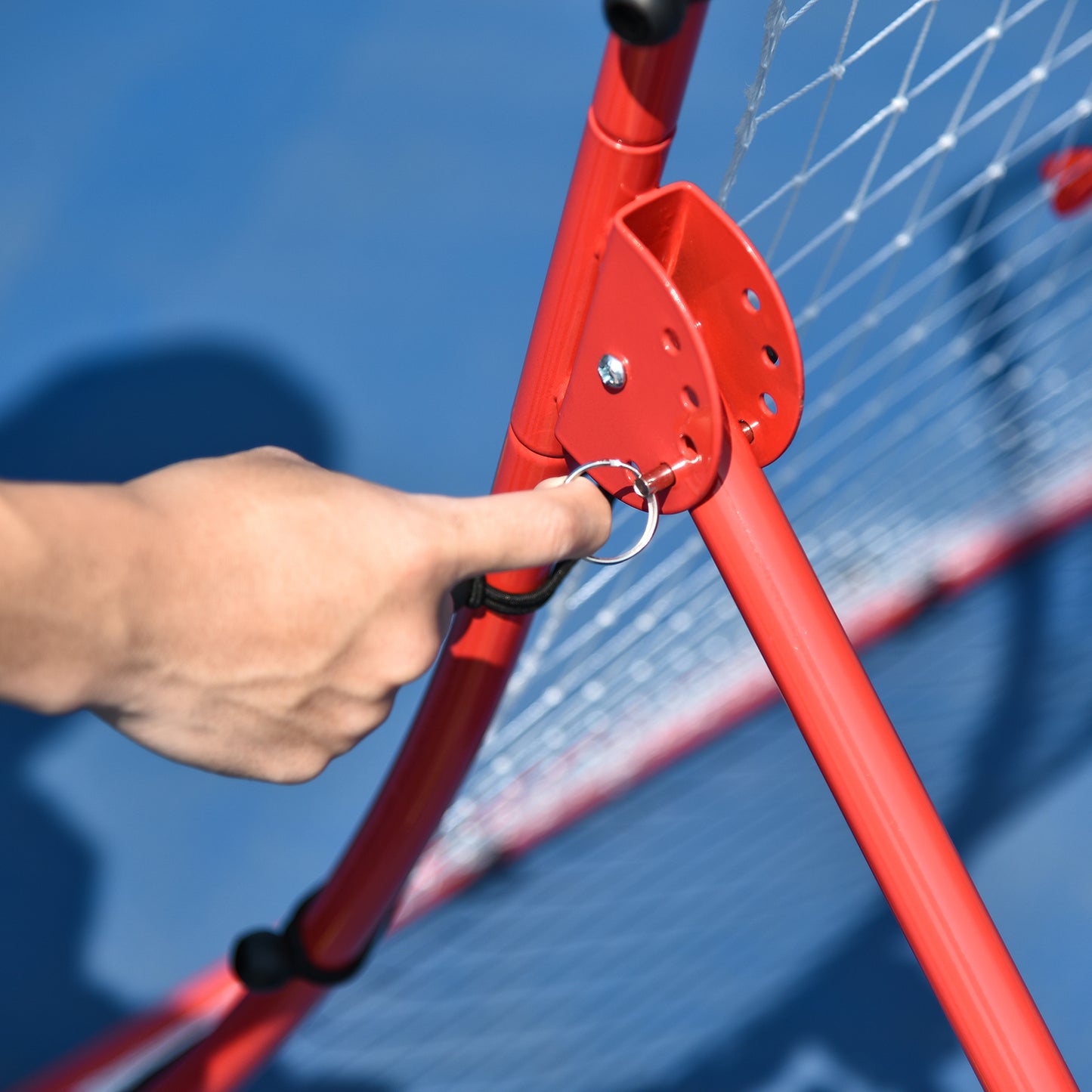 HOMCOM Adjustable 5-Angle Steel Rebounder Goal for Football and Tennis - Red/White - ALL4U RETAILER LTD