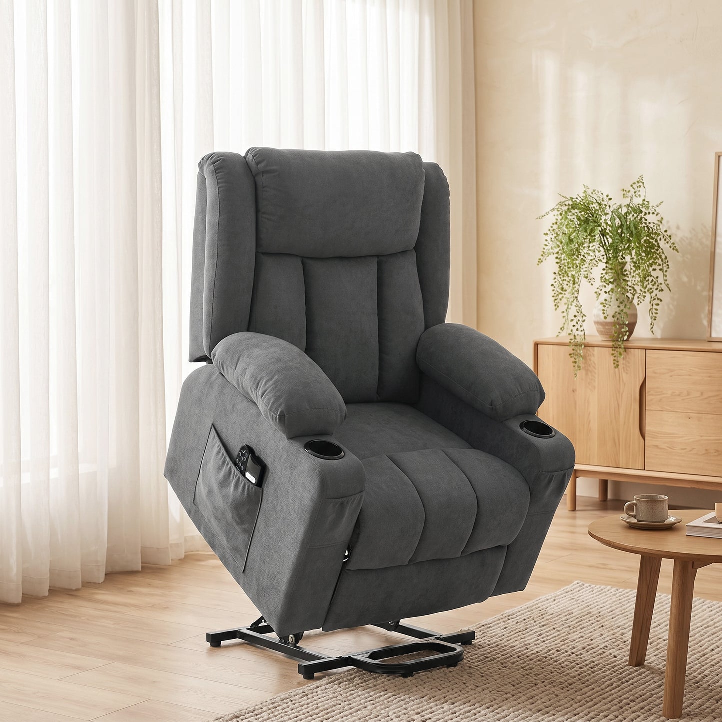 Homcom Dual Motor Electric Lift Recliner Chair With Massage And Heat Dark Grey