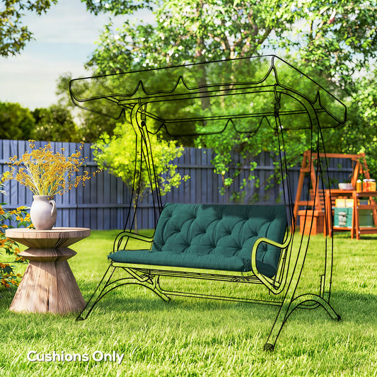 Outsunny Two Seater Bench Pad Cushion With Back and Ties for Indoor Outdoor Use 98 x 100 cm Green