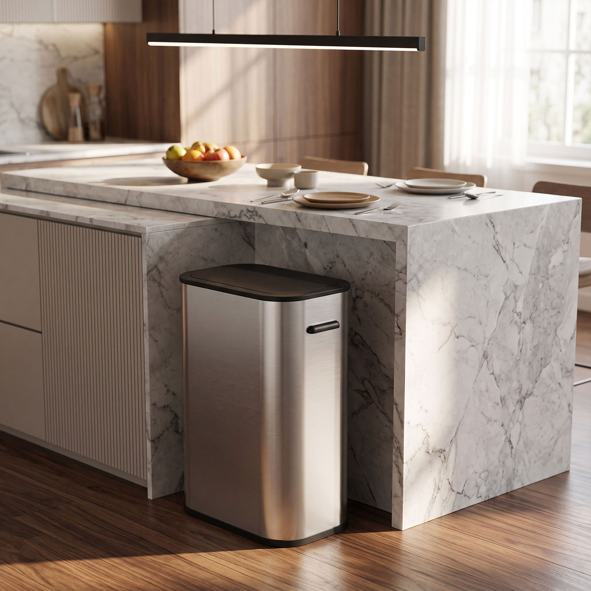 Homcom 55L Touchless Sensor Trash Can For Kitchen Stainless Steel