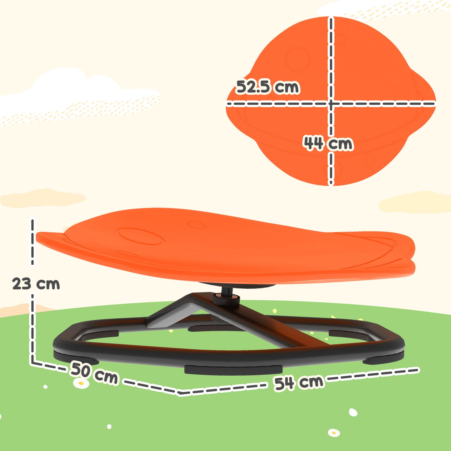 AIYAPLAY Planet Shaped Kids Swivel Chair Sensory Spinning Chair For Balance And Coordination Training Orange