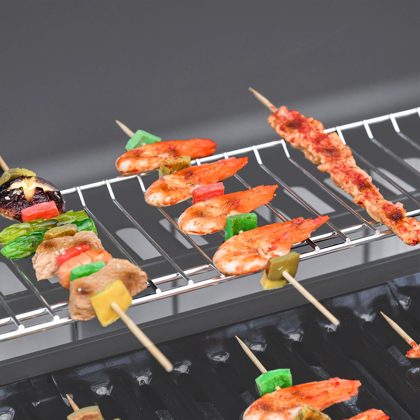 Outsunny Seven Burner Gas BBQ Grill Grey With Side Burner And Large 2646 Sq Cm Cooking Area
