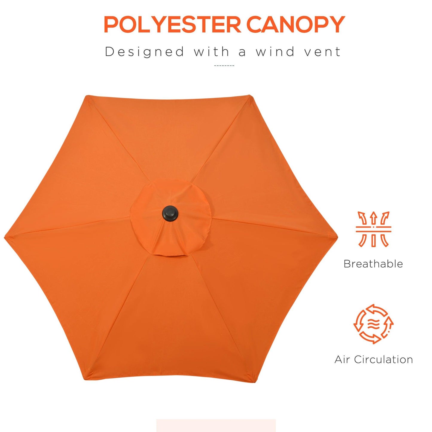 Outsunny 2m Parasol Patio Umbrella, Outdoor Sun Shade with 6 Ribs Orange - ALL4U RETAILER LTD