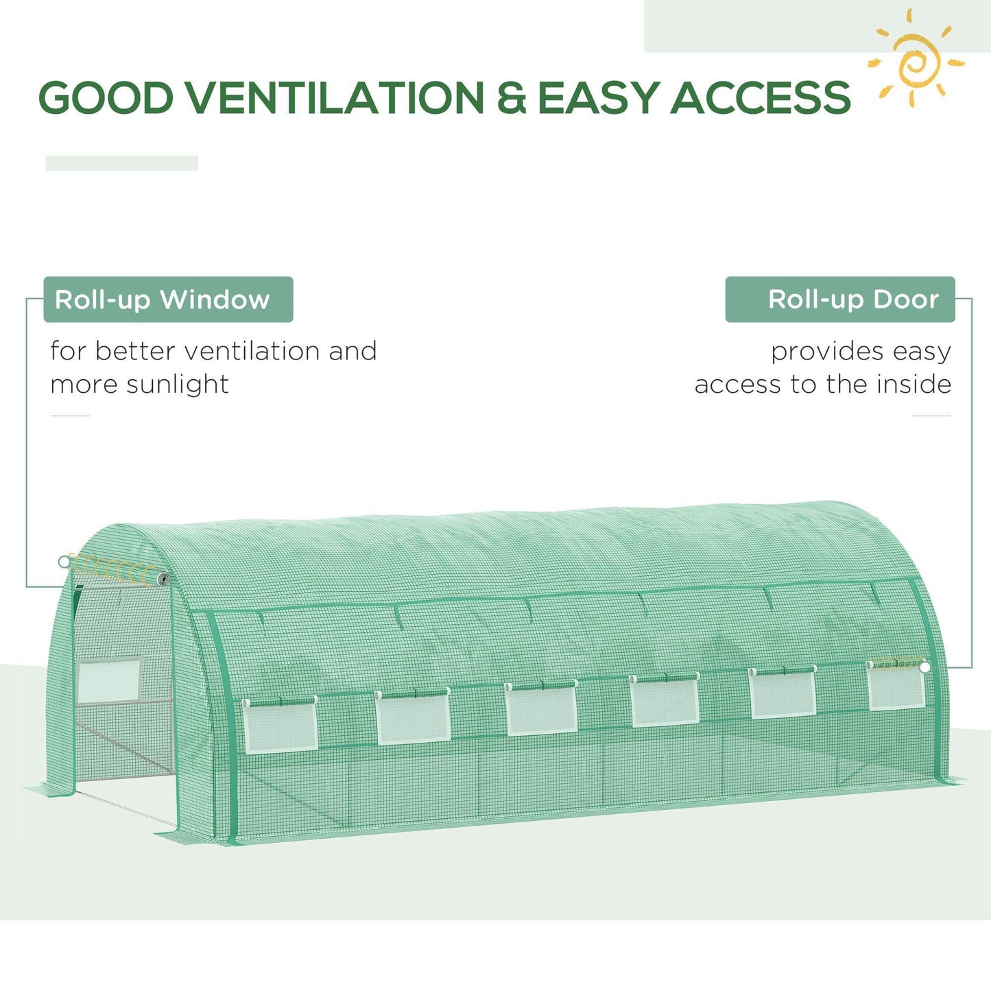 Outsunny 4 x 3 x 2 m Polytunnel Greenhouse Pollytunnel Tent Steel Frame Green - ALL4U RETAILER LTD