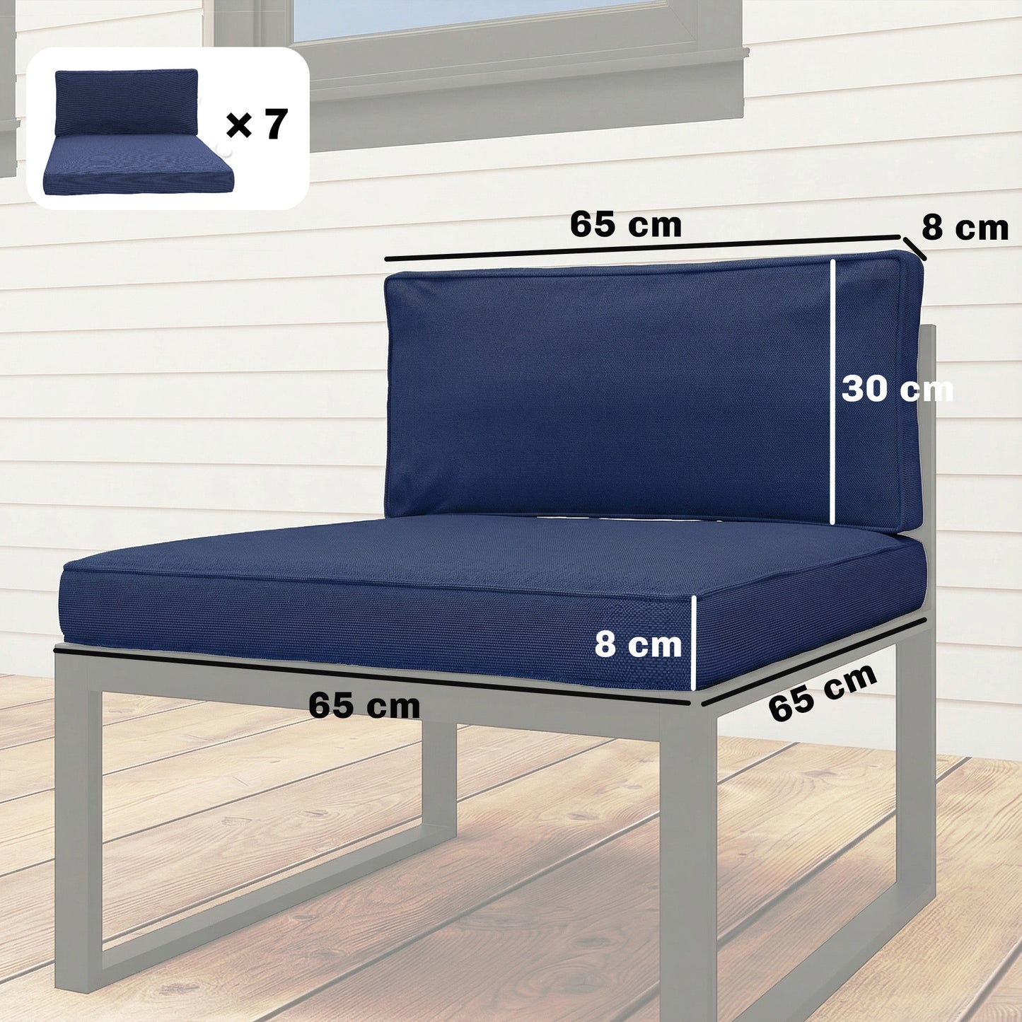 Outsunny 14 Piece Outdoor Dining Set Cushions Dark Blue Replacement Seat Cushions And Back Cushions For Rattan Sofa