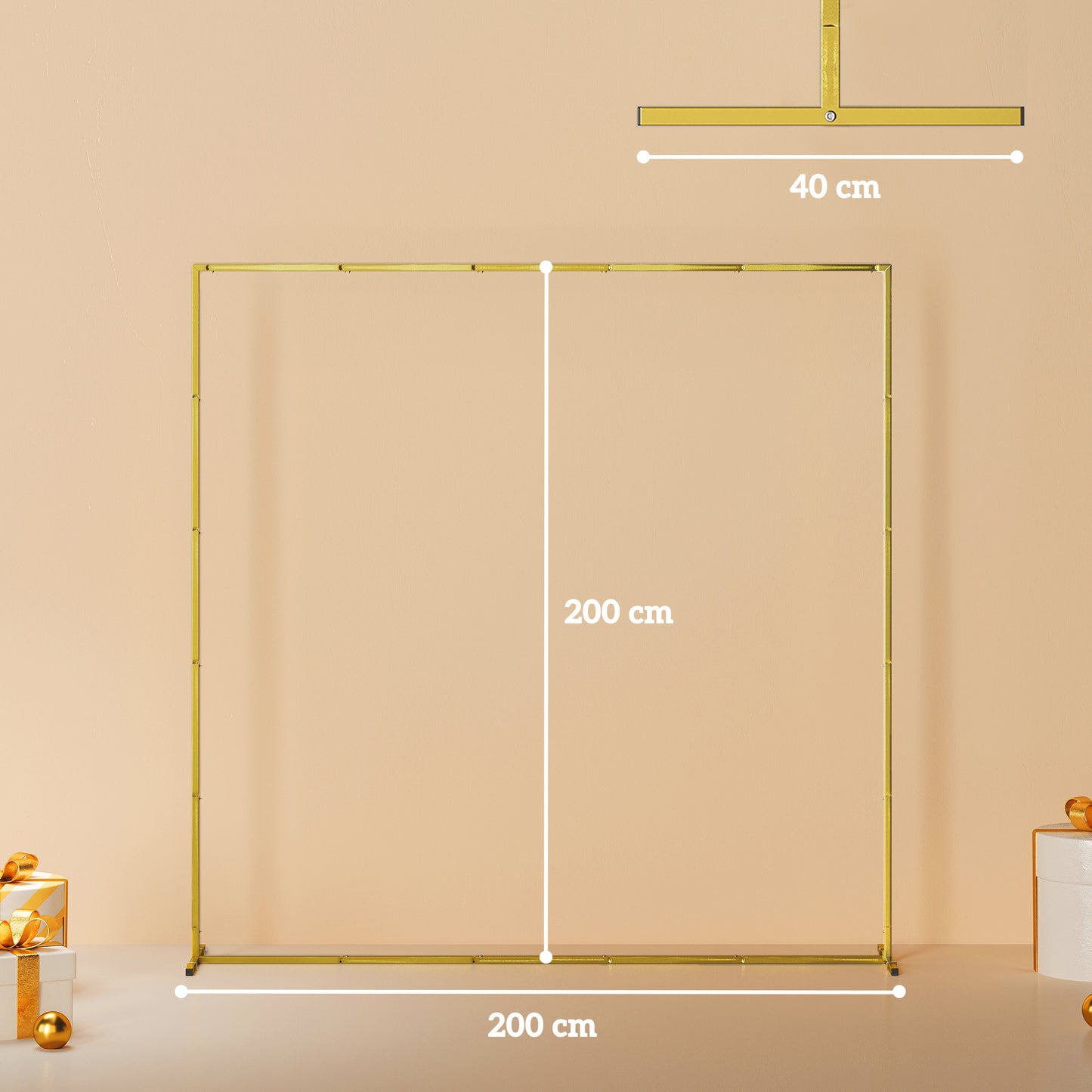 Outsunny Gold Finish Wedding Arch Backdrop Stand Six Point Six Feet Square Metal Frame With U Shaped Stakes