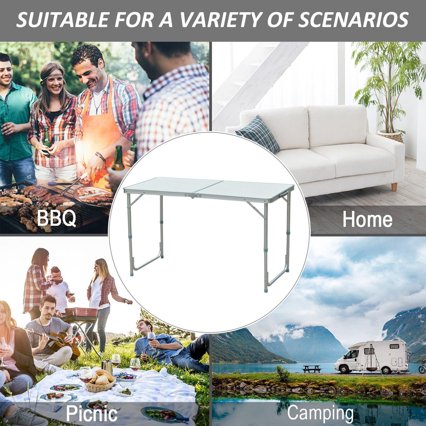 Outsunny Compact Folding BBQ Table for Outdoor Camping - ALL4U RETAILER LTD