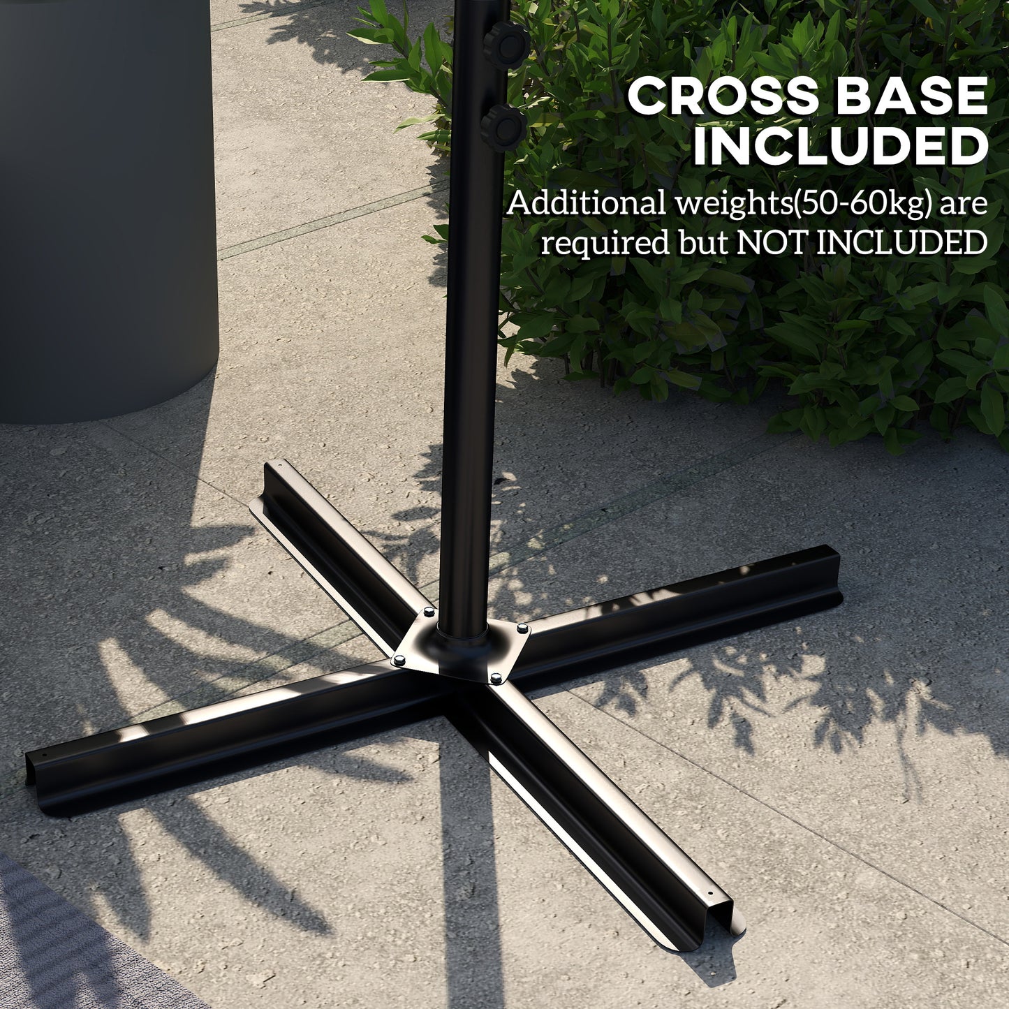 Outsunny 3m Cantilever Parasol With Cross Base Light Grey Crank Handle For Easy Opening And Closing