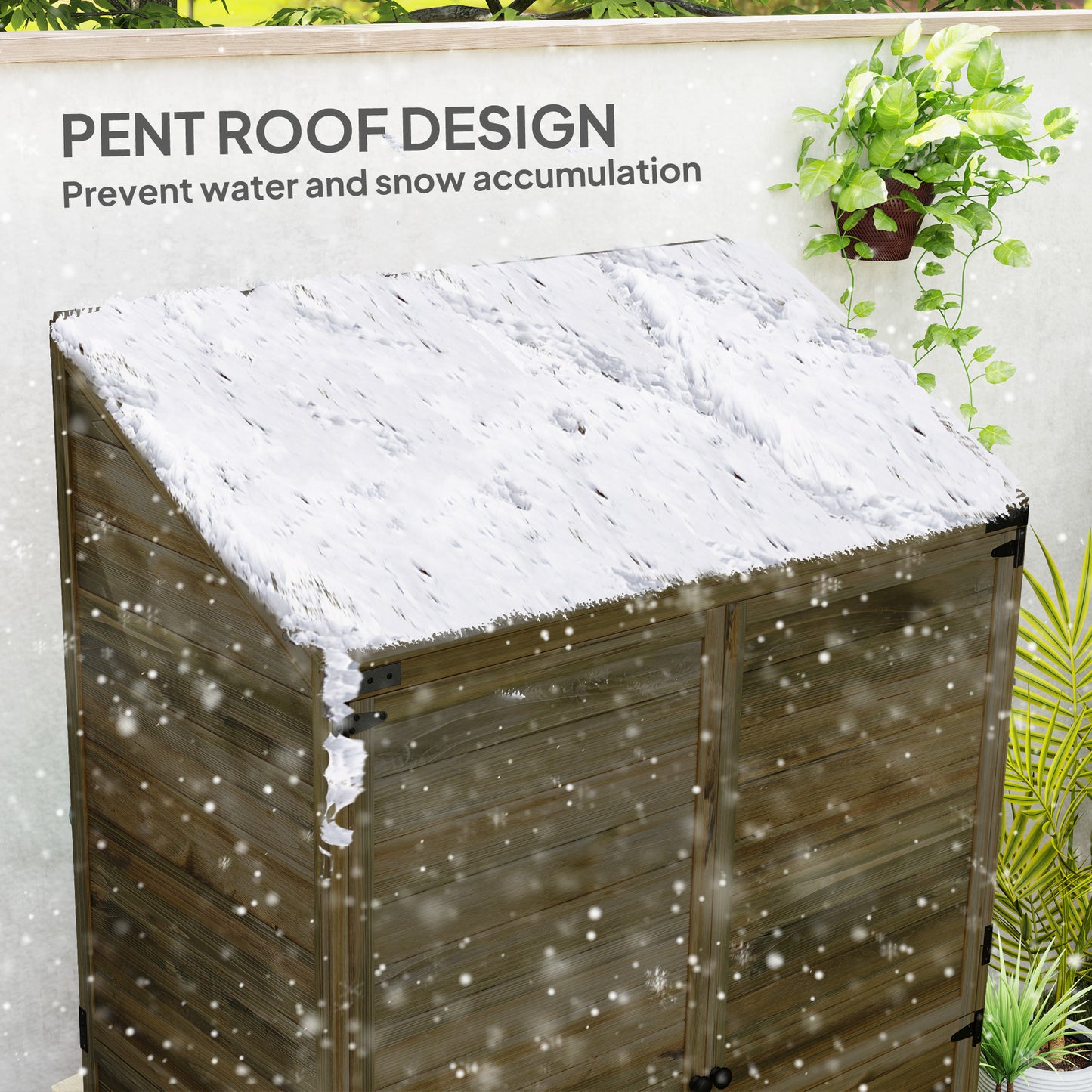 Outsunny Wooden Garden Shed 103.5 X 59 Cm Brown For Tools And Boots With Upper And Lower Shelves