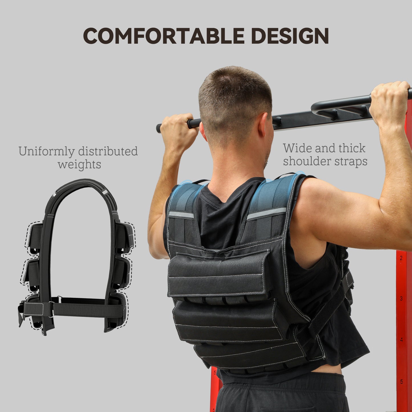 Adjustable 30KG Weighted Vest for Men and Women - SPORTNOW, Features 30 Removable Weights, Reflective Strips, and Comfortable Fit for Cardio and Strength Training