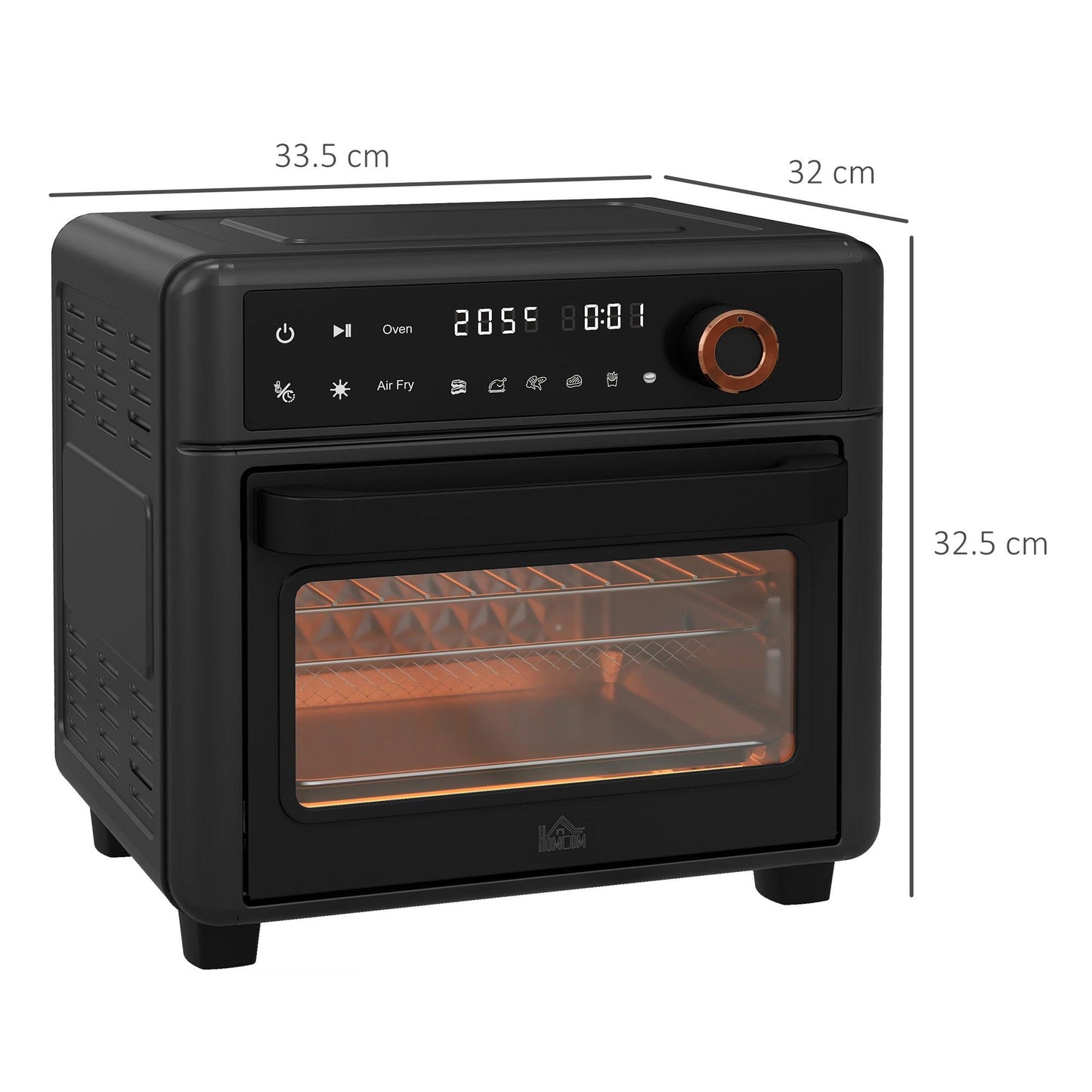 HOMCOM Air Fryer Oven 13L Mini Oven Countertop Convection Oven 1200W Black - ALL4U RETAILER LTD