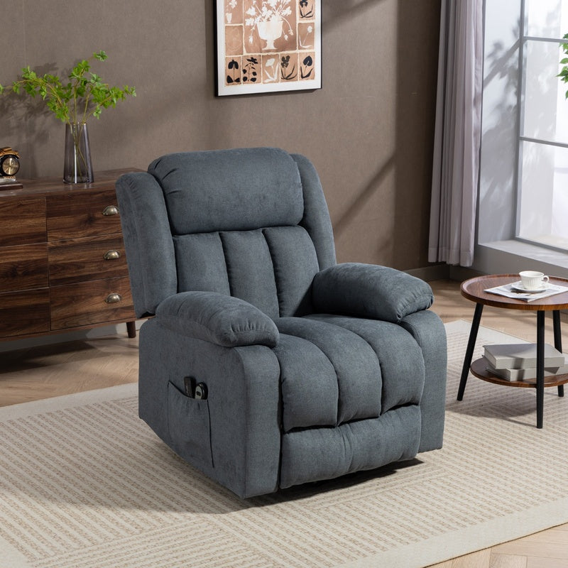 HOMCOM Power Lift Recliner Chair With Vibration Massage For Elderly Remote Control Footrest Side Pocket Grey