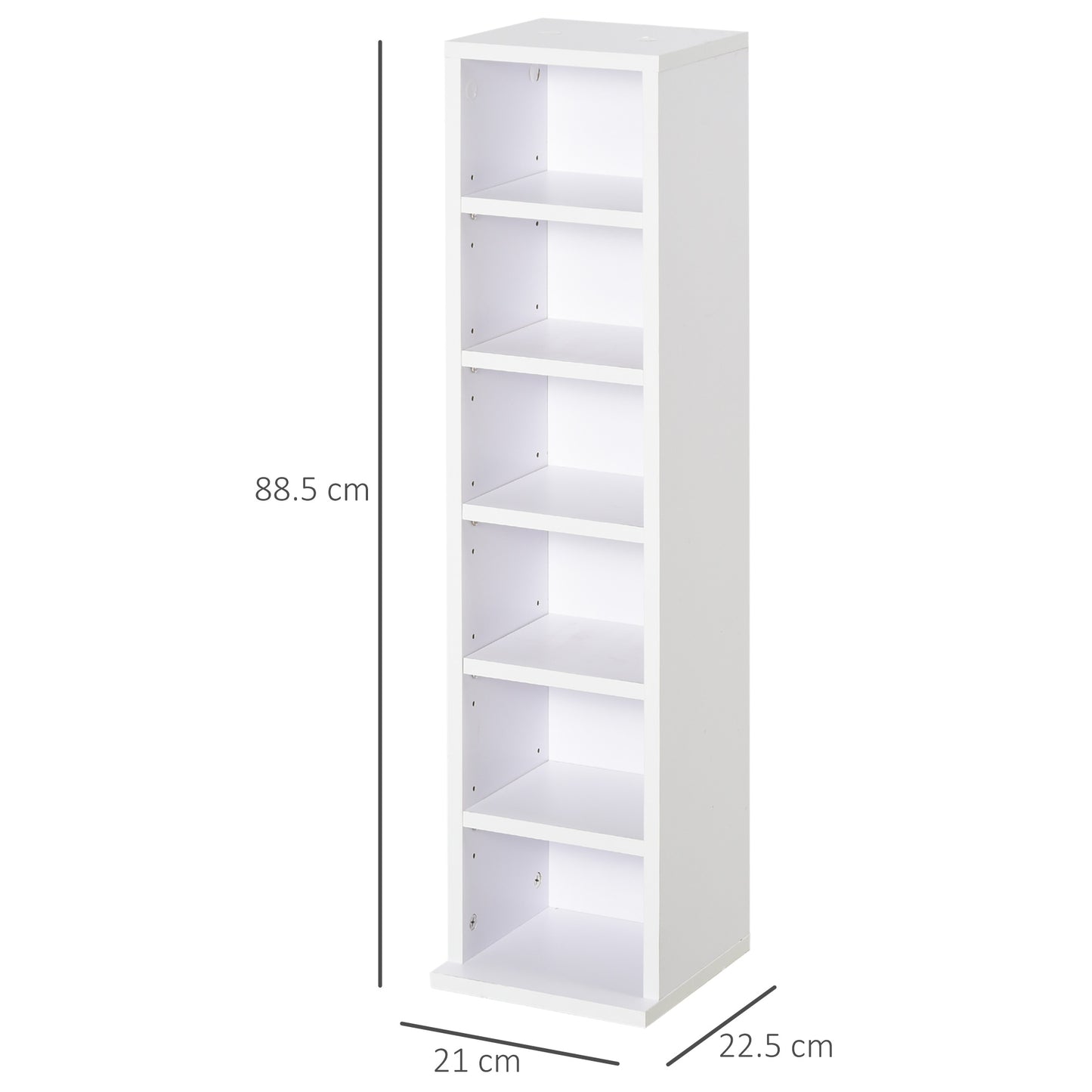 HOMCOM Adjustable Media Storage Towers: Set of 2 CD DVD Blu-Ray Racks with Six Compartments, White Finish - ALL4U RETAILER LTD