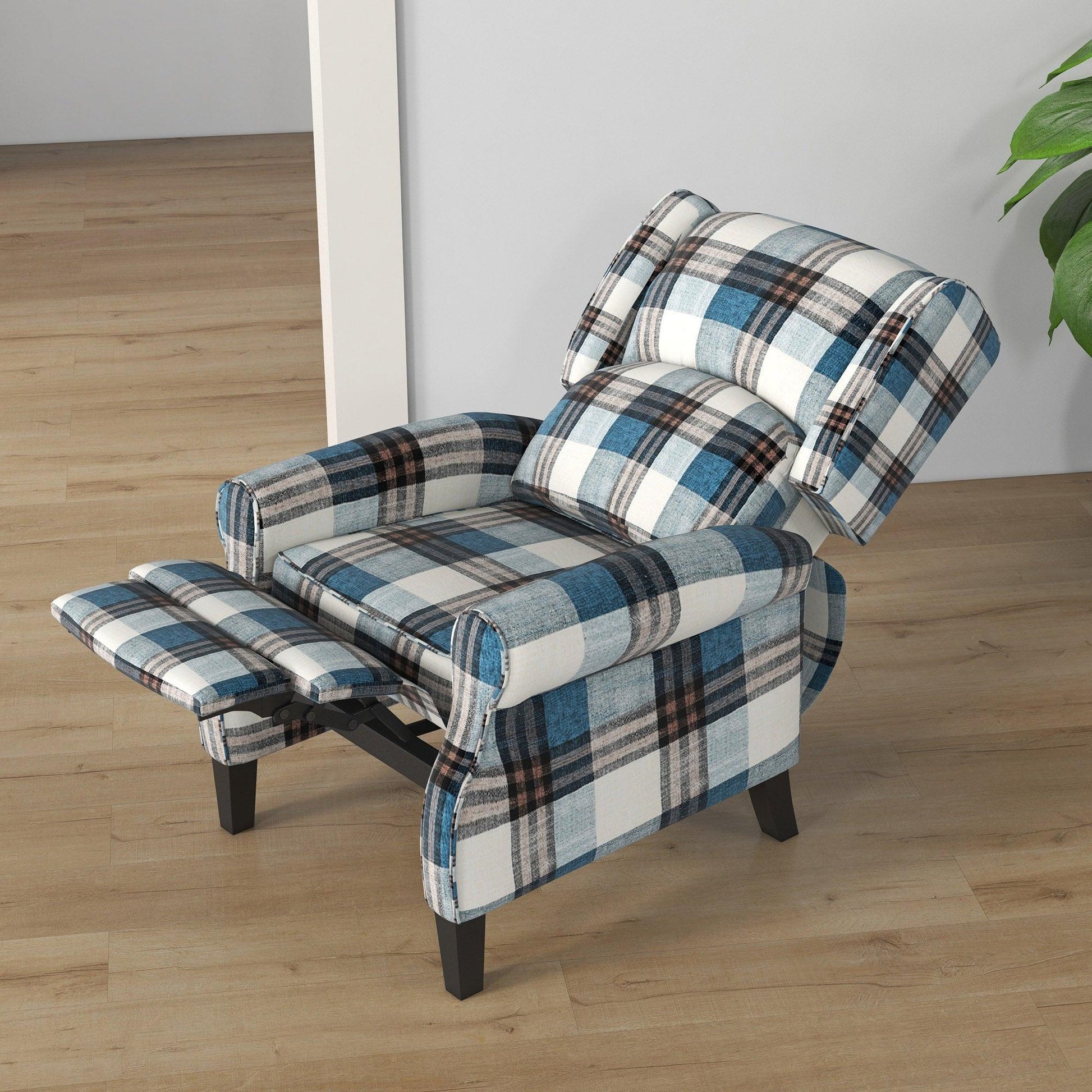 HOMCOM Recliner Chair for Living Room Wingback Chair with Padded Armrest Blue - ALL4U RETAILER LTD