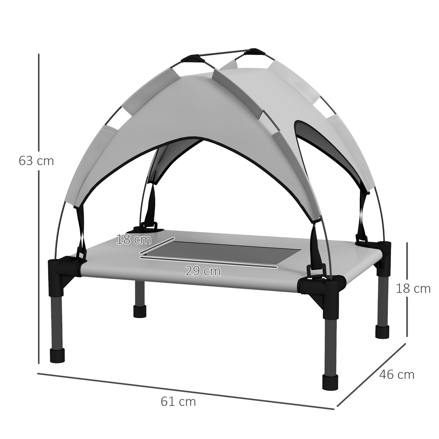 PawHut Cooling Raised Pet Bed Washable Breathable Mesh Mini Small Dogs 61 x 46 x 63cm Light Grey - ALL4U RETAILER LTD