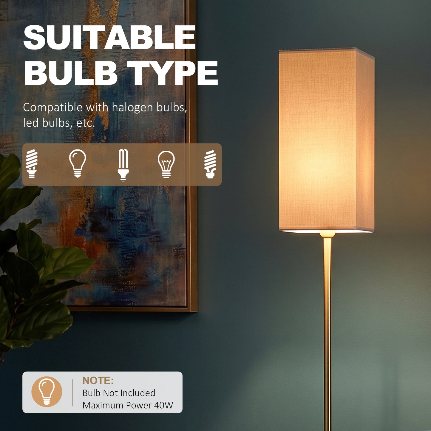Modern Standing Floor Lamp With Faux Linen Shade And Foot Switch Gold