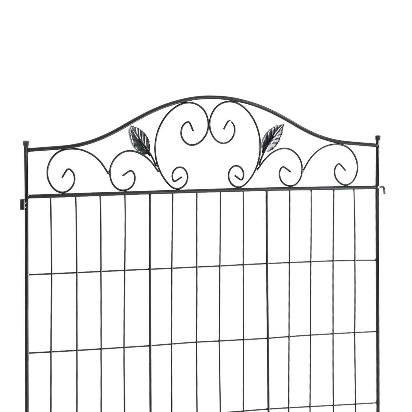 Outsunny Set Of 2 Decorative Garden Fence Panels 8 Panel Metal Picket Fence For Patio And Lawn 365cm By 112cm Black