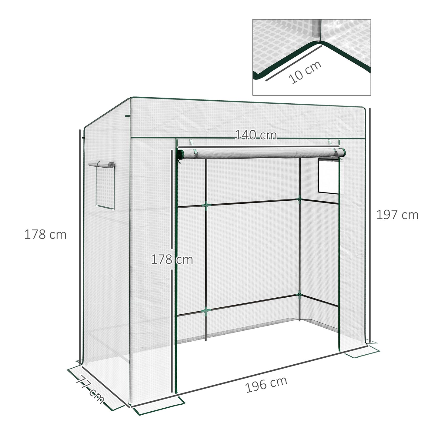 Outsunny Premium White PE Cover Walk-in Greenhouse for Outdoor Plant Growth - ALL4U RETAILER LTD