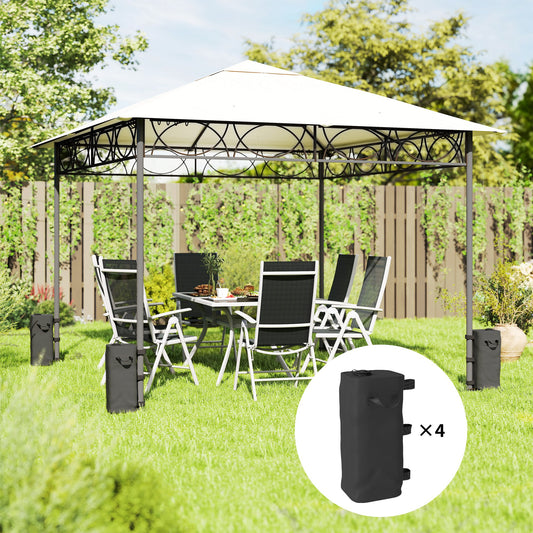 Outsunny 4 Pack Heavy Duty Gazebo Weight Bags 500D Sand Weights with Carry Handles for Garden Marquee Parasol Black