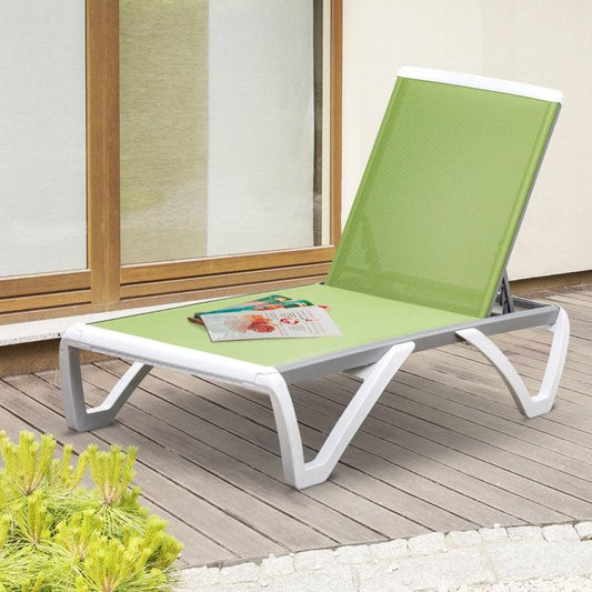 Outsunny Green Chaise Patio Lounge - 5-Level Adjustable Back for Ultimate Comfort - ALL4U RETAILER LTD