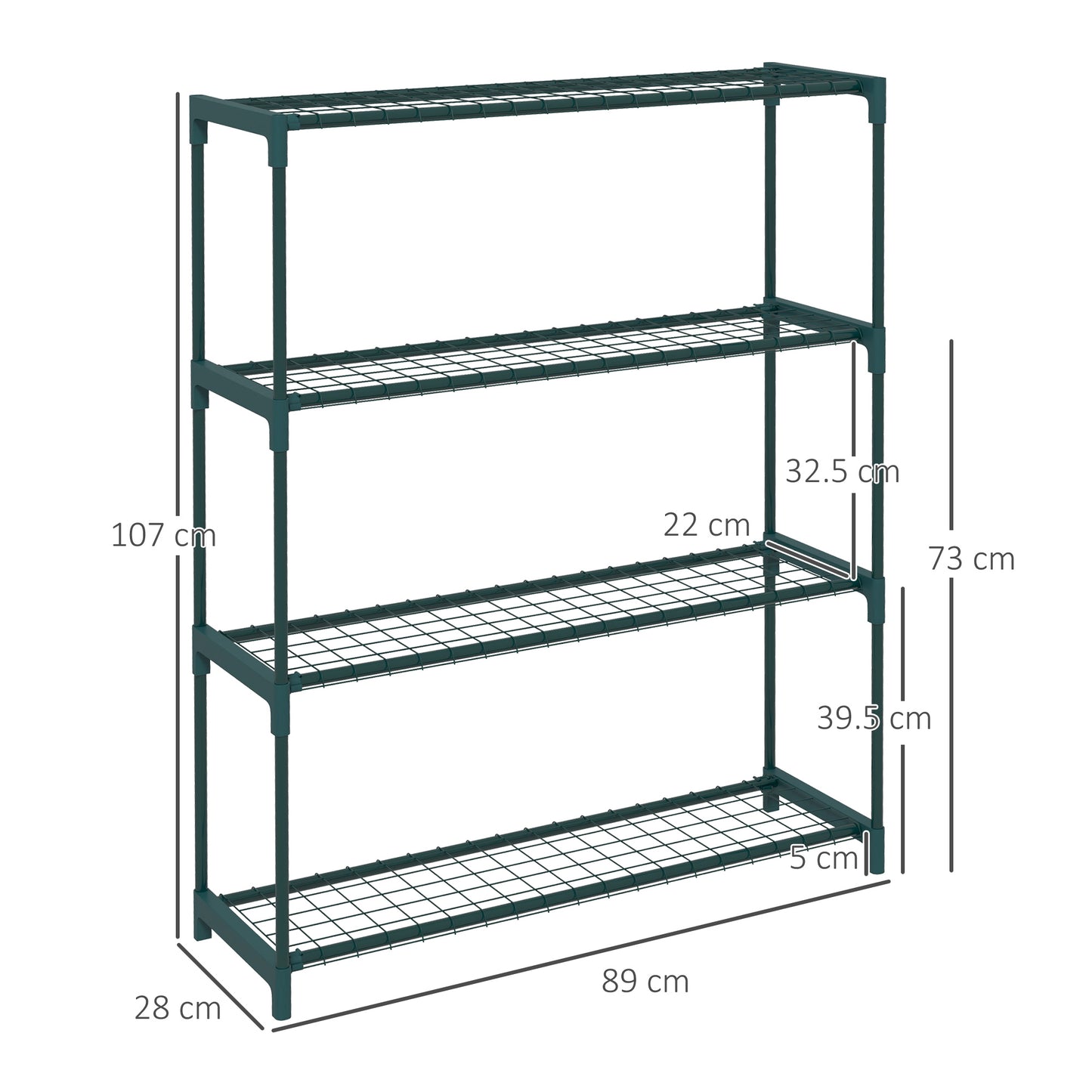 Outsunny Modern 4 Tier Plant Stand With Steel Frame Outdoor Garden Balcony Display Rack For Potted Plants Dark Green