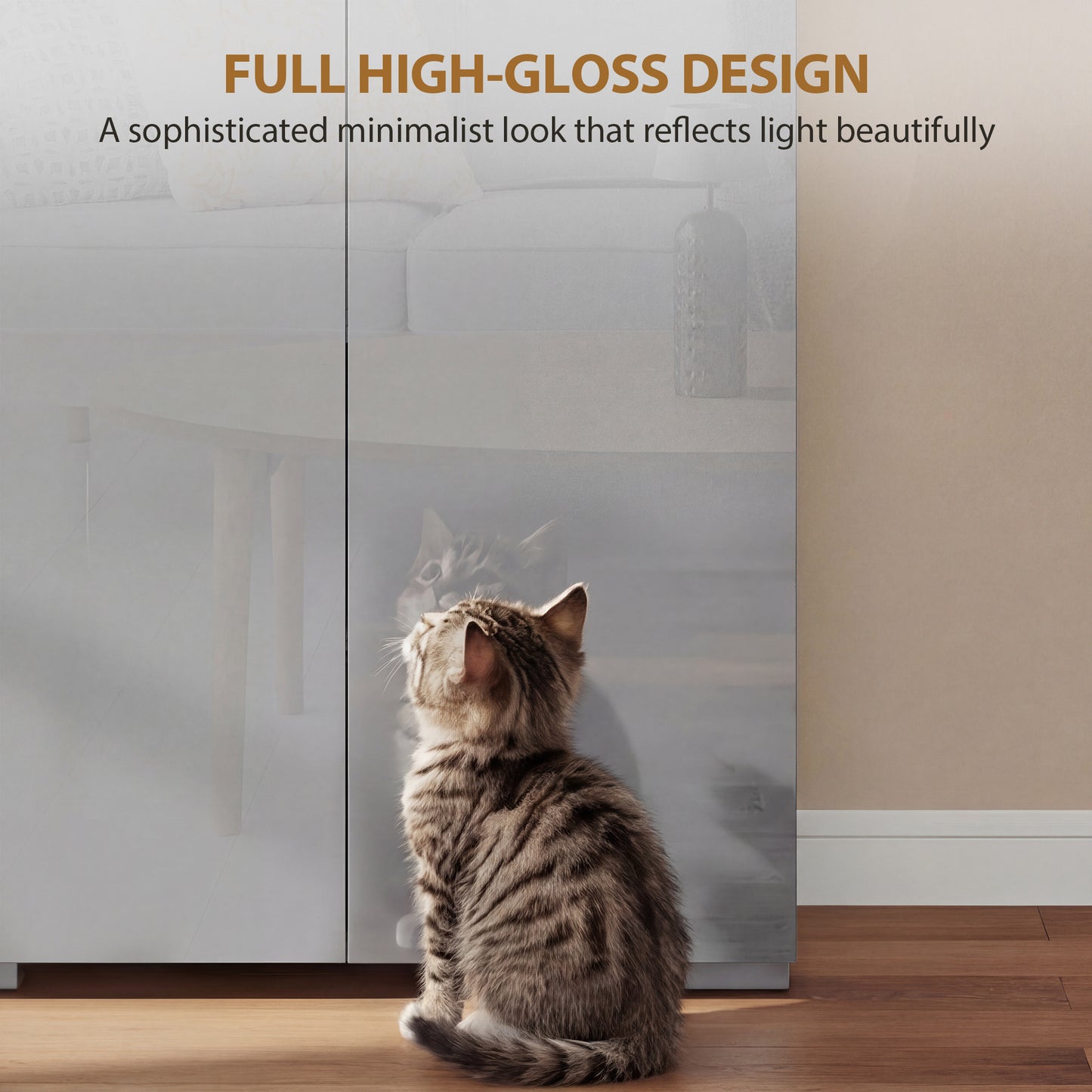 HOMCOM 180 Cm Tall Kitchen Cupboard Pantry Storage Cabinet With Soft Close Doors And Adjustable Shelves High Gloss Grey