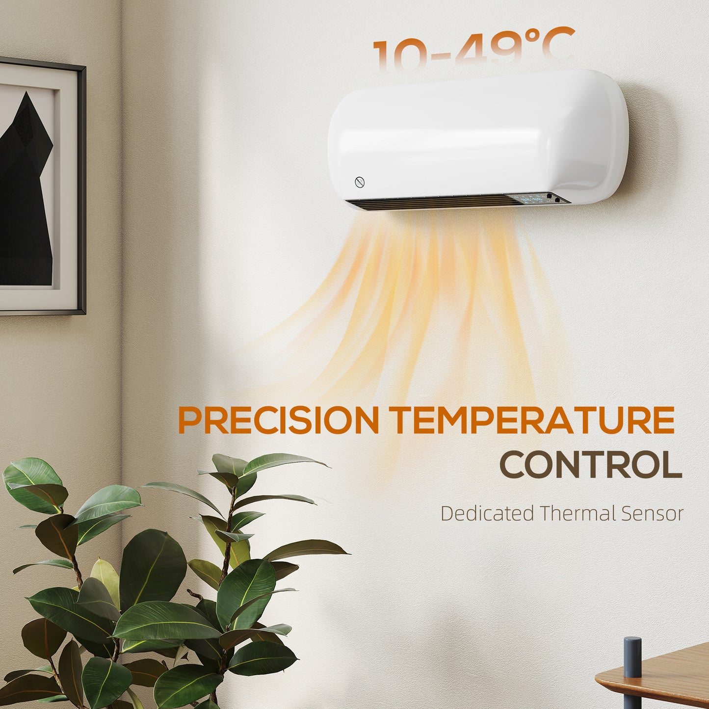 HOMCOM 2000W Ceramic Heater with Fan and Remote Programmable Schedule Adjustable Thermostat Wall Mount White