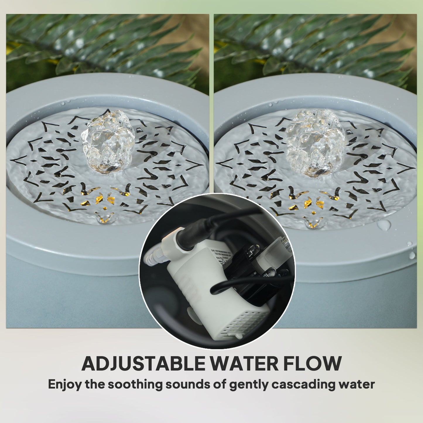 Outsunny 30 cm Tall Garden Waterfall Fountain With LED Lights And Pump For Indoor Outdoor Decor Adjustable Flow