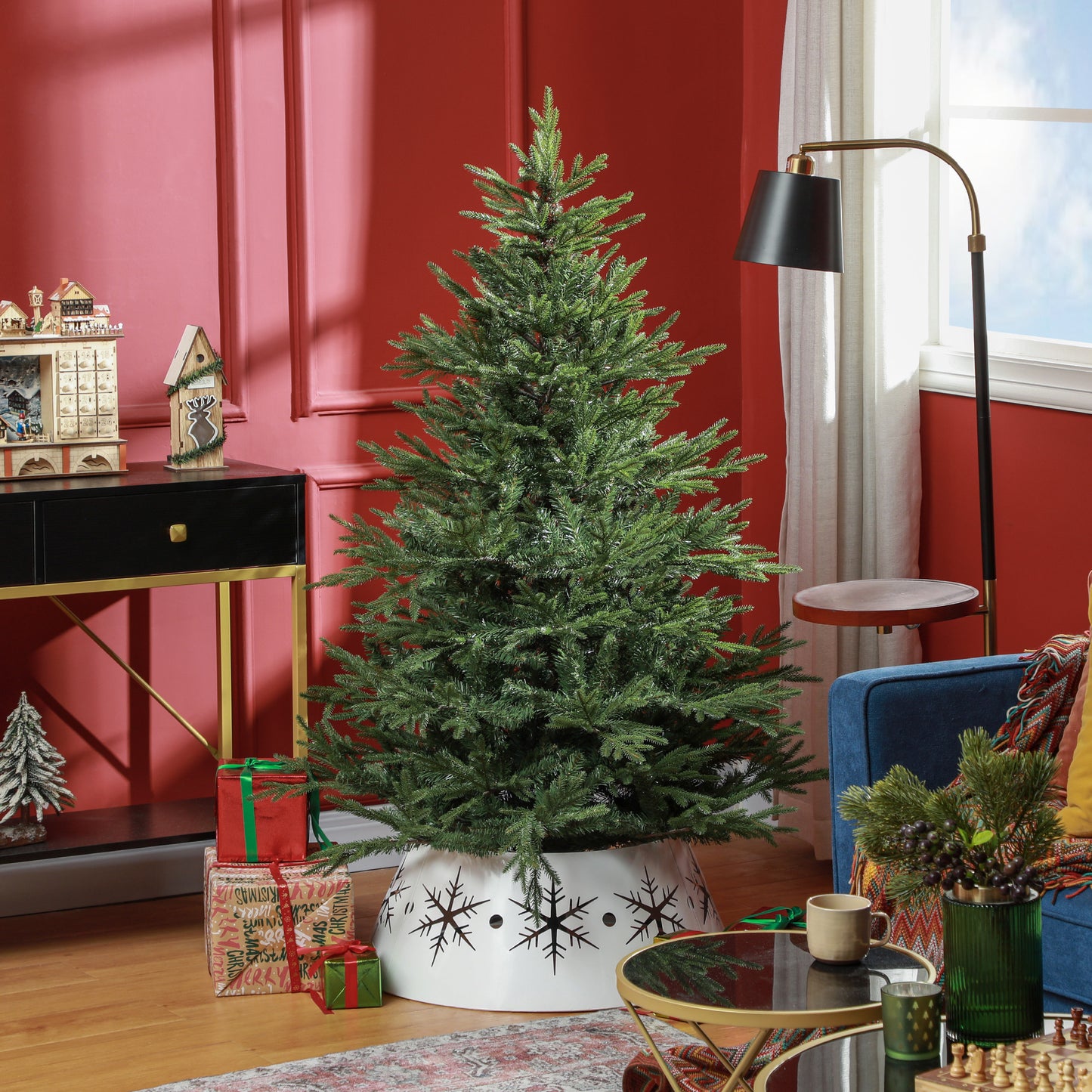 HOMCOM 5ft Realistic Artificial Christmas Tree with 1724 Tips and Metal Base – Easy Assembly, Perfect for Indoor Holiday Decor - ALL4U RETAILER LTD