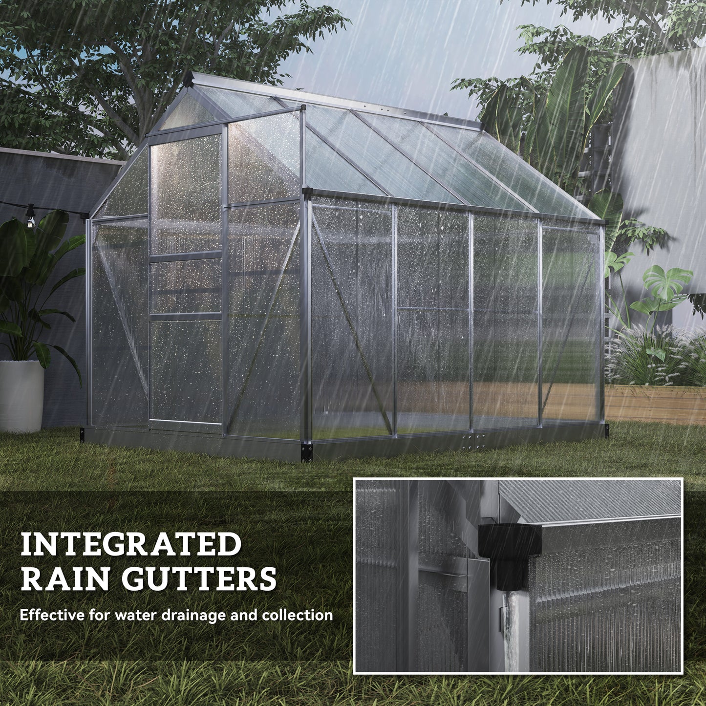 Outsunny 6x8 Ft Walk In Greenhouse With Sliding Door Clear Panels For Garden And Patio