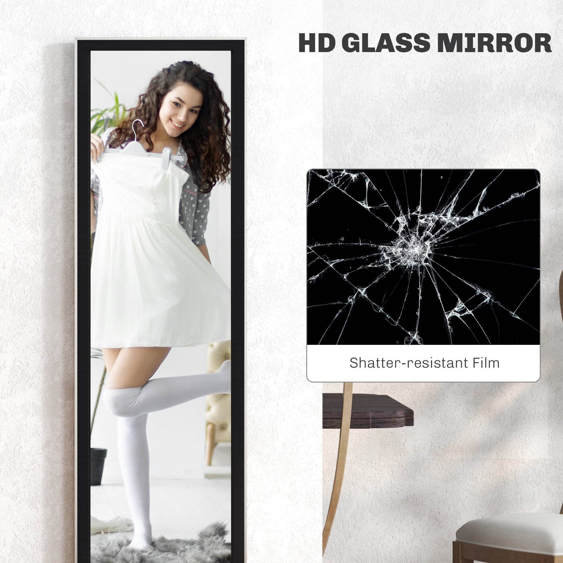 HOMCOM Sparkling Black Full-Length Wall Mirror - ALL4U RETAILER LTD