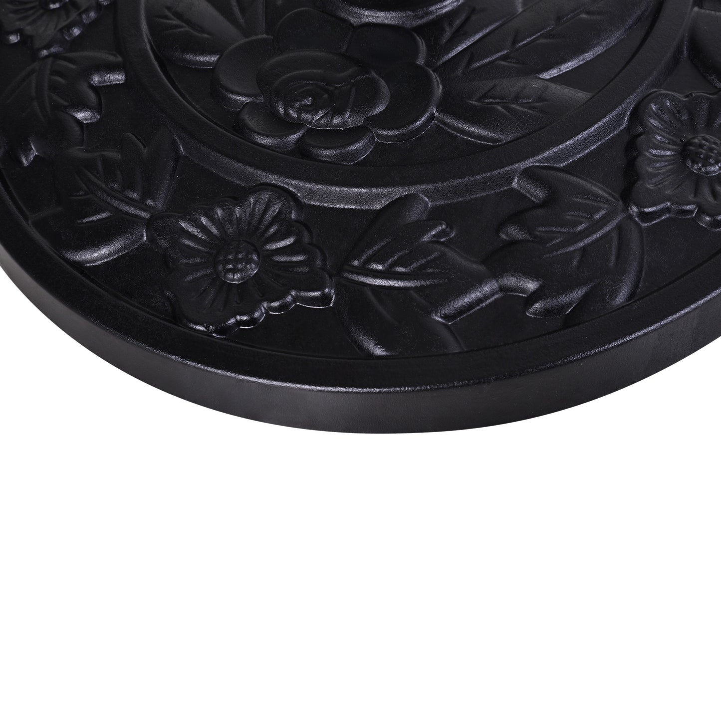 Outsunny 9kg Resin Parasol Base, Half Round Umbrella Stand with Floral Design for Garden, Outdoor, Suitable Umbrella Rod: Î¦3.8cm, Î¦4.8cm, Black