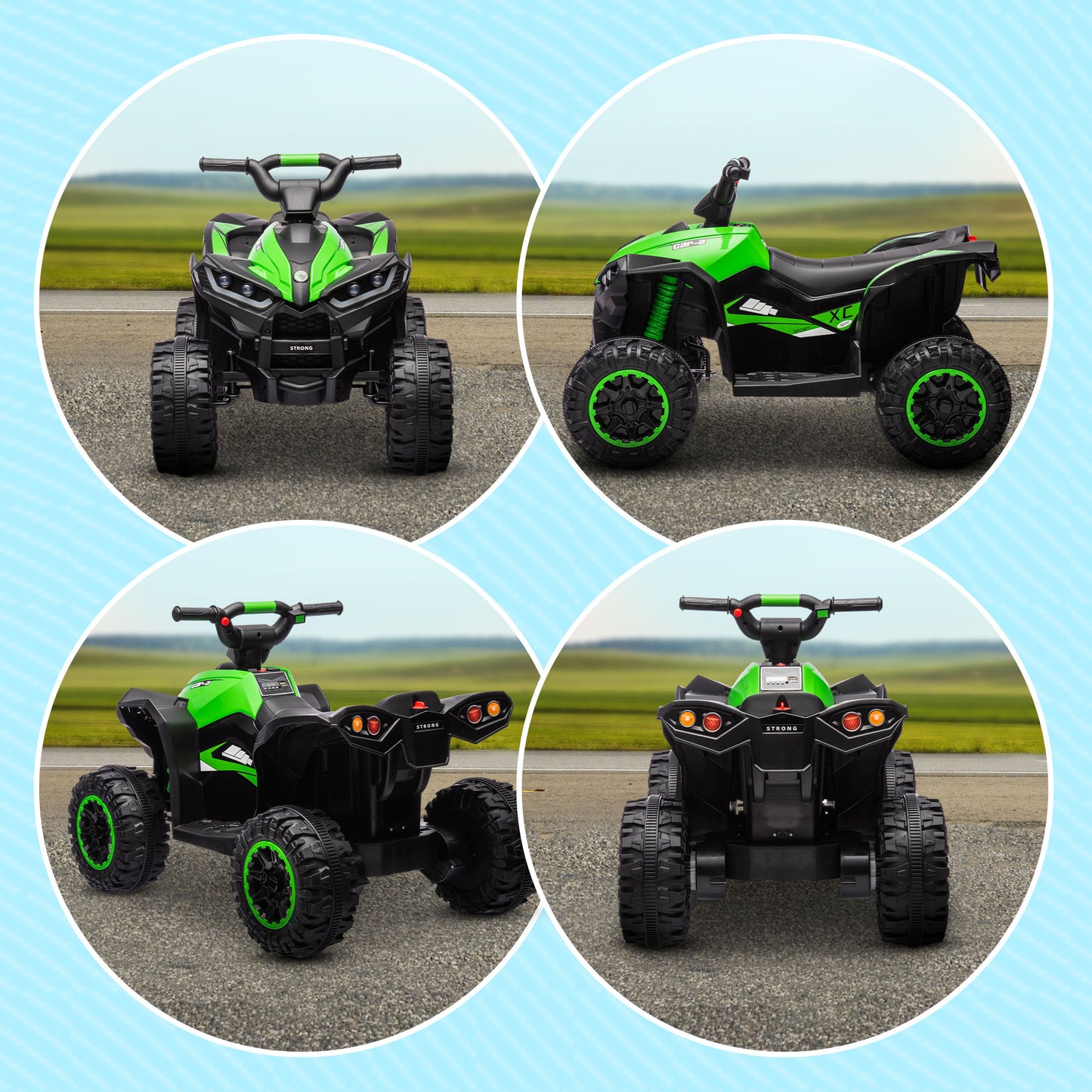 HOMCOM Kids 12V Electric ATV Quad Bike with Music and Horn - Green, Ages 3-5 - ALL4U RETAILER LTD