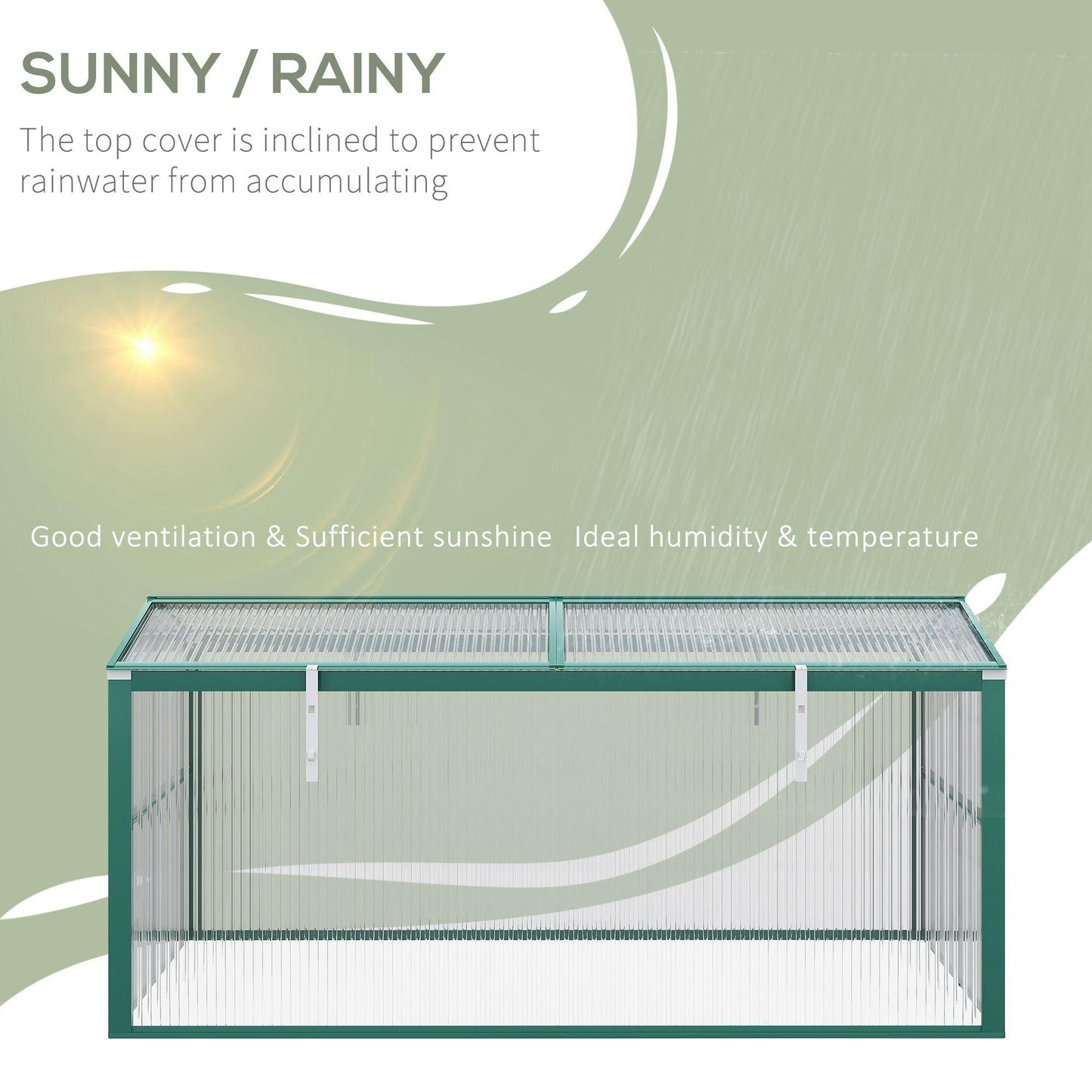 Outsunny Aluminium Cold Frame Greenhouse Planter with Openable Top 130x70x61cm - ALL4U RETAILER LTD