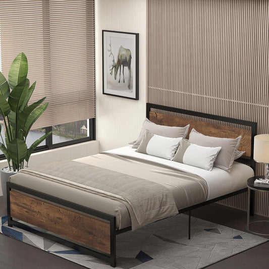 HOMCOM Twin Size Metal Bed Frame with Underbed Storage - ALL4U RETAILER LTD