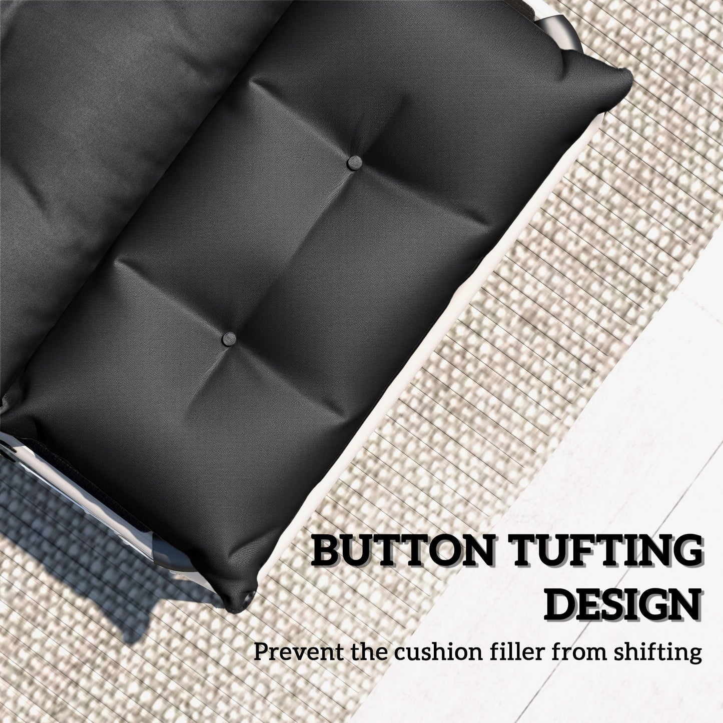 Outsunny Set Of Two 190 X 56 Cm Sun Lounger Cushions In Black With Six Tie Fasteners