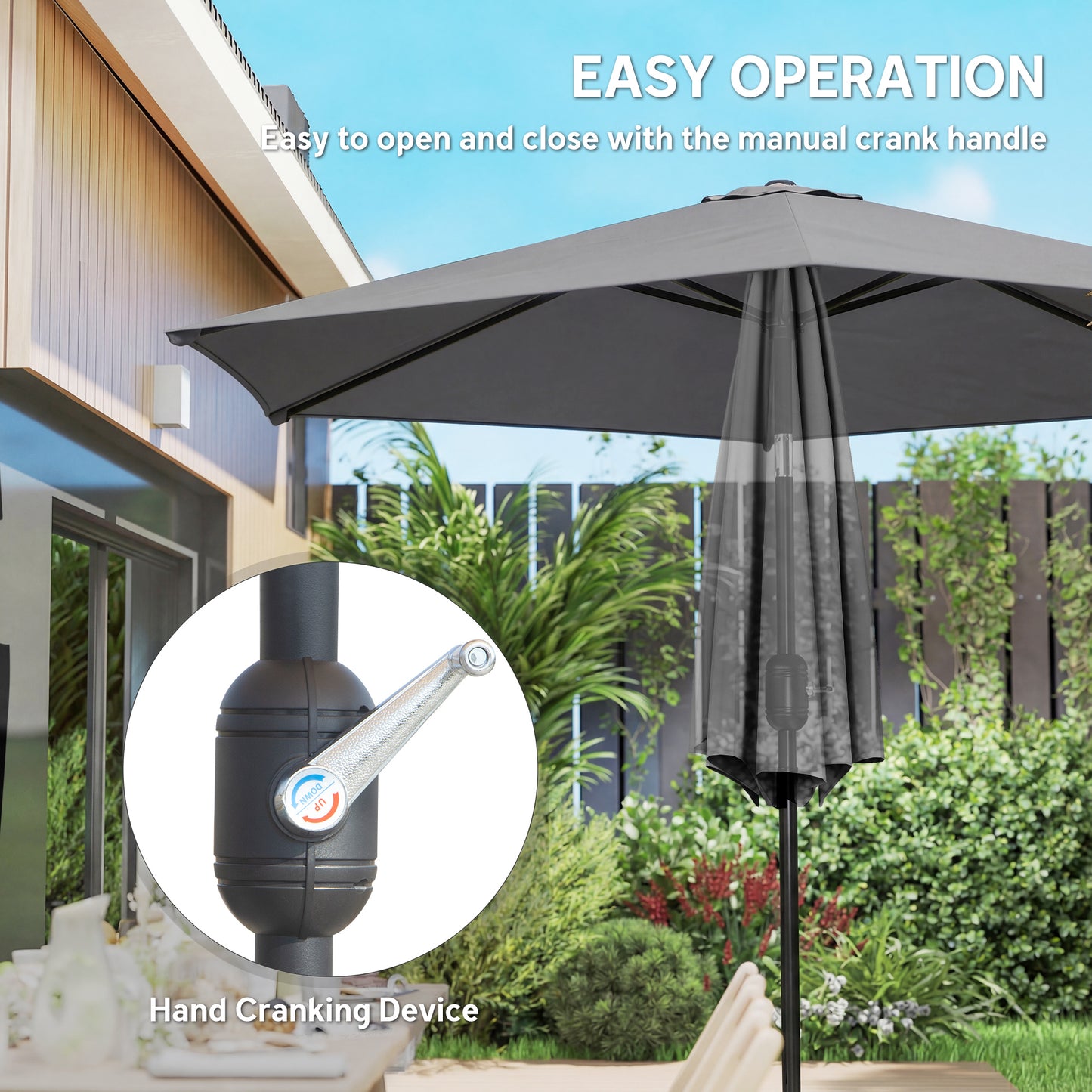 Outsunny 2.6m Garden Parasol Umbrella With Aluminium Pole Outdoor Patio Umbrella With Tilt And Crank Vent Grey