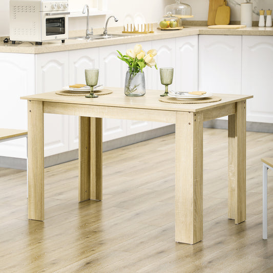 HOMCOM Oak Wood Effect Dining Table For 4 To 6 People Melamine Kitchen Table For Dining Room